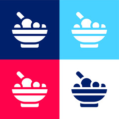 Bowl blue and red four color minimal icon set