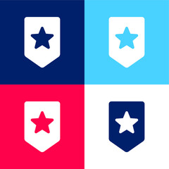 Fototapeta premium Bookmark blue and red four color minimal icon set