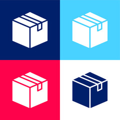 Box blue and red four color minimal icon set