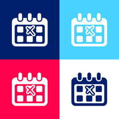 Birthday blue and red four color minimal icon set