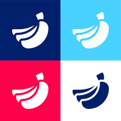 Obraz na płótnie Canvas Bananas blue and red four color minimal icon set
