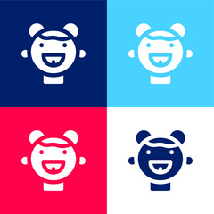 Baby blue and red four color minimal icon set