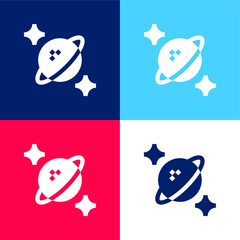 Astrophysics blue and red four color minimal icon set