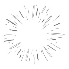 Obraz premium Sunburst doodle illustration. Star burst hand drawn linear explosion. Handmade Design elements.