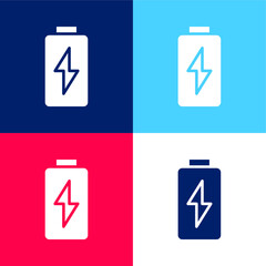 Battery blue and red four color minimal icon set