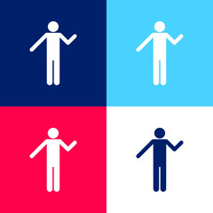Basic Silhouette blue and red four color minimal icon set