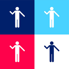 Basic Silhouette blue and red four color minimal icon set
