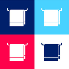 Bathroom Towel blue and red four color minimal icon set