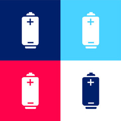 Battery Tool With Positive And Negative Poles blue and red four color minimal icon set