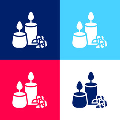 Aromatic Candle blue and red four color minimal icon set