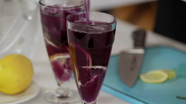 refreshing lemonade infused with aromatic lavender and anchan tea for an interesting purple hue