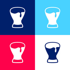 Beer Glass blue and red four color minimal icon set
