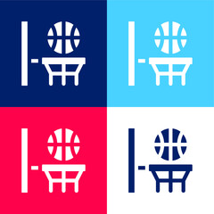 Basketball blue and red four color minimal icon set