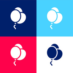 Balloons blue and red four color minimal icon set