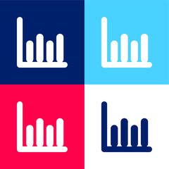 Bars Graphic blue and red four color minimal icon set