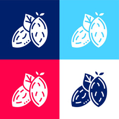 Almond blue and red four color minimal icon set