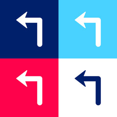 Arrow Of Large Size Turning To The Left blue and red four color minimal icon set