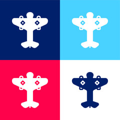 Aeroplane blue and red four color minimal icon set