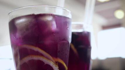 refreshing lemonade infused with aromatic lavender and anchan tea for an interesting purple hue