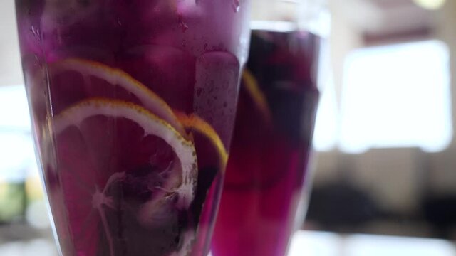 refreshing lemonade infused with aromatic lavender and anchan tea for an interesting purple hue