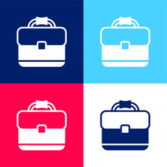 Briefcase blue and red four color minimal icon set