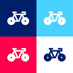 Bicycle blue and red four color minimal icon set