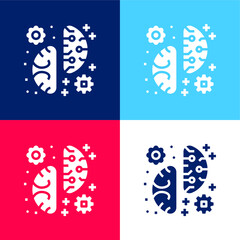 Brainstorming blue and red four color minimal icon set