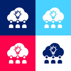 Brainstorm blue and red four color minimal icon set