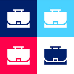Briefcase blue and red four color minimal icon set