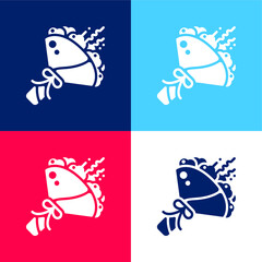 Bouquet blue and red four color minimal icon set