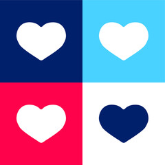 Big Black Heart blue and red four color minimal icon set