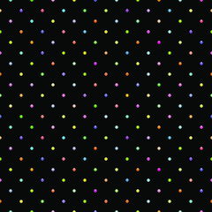 Black luxury background with colorful beads. Seamless vector illustration.