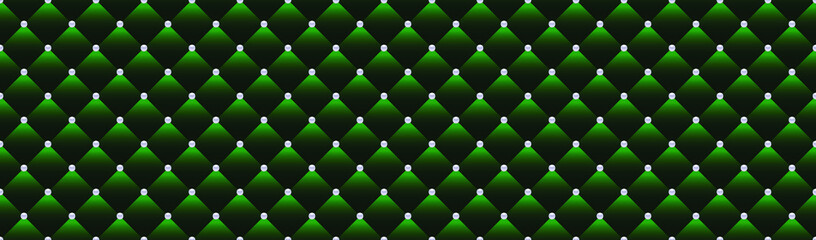 Green luxury background with beads and rhombuses. Seamless vector illustration. 