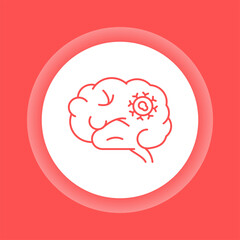 Brain cancer color button icon. Malignant neoplasm.