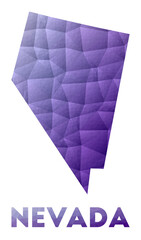 Map of Nevada. Low poly illustration of the us state. Purple geometric design. Polygonal vector illustration.