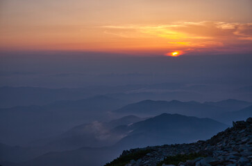Mt.Kasagatake, evening view  夏の北アルプス笠ヶ岳からの夕景