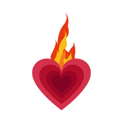 Isolated heart shape sketch with a flame Vector