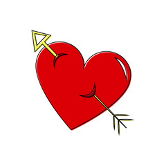 Isolated heart shape with an arrow sketch Vector