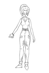 Woman hand draw to coloring