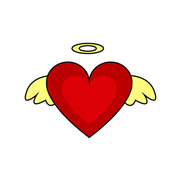 Isolated heart shape with wings sketch Vector