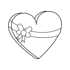 Isolated heart shape with a ribbon Sketch Vector