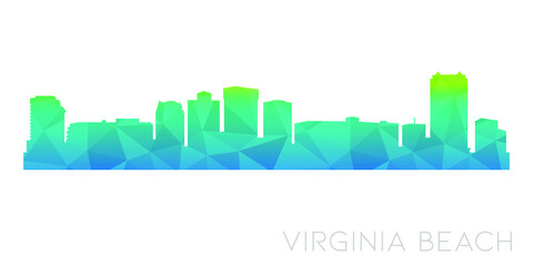 Fototapeta premium Virginia Beach, VA, USA Low Poly Skyline Clip Art City Design. Geometric Polygon Graphic Horizon Icon. Vector Illustration Symbol.