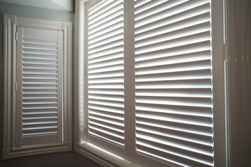 View of Bedroom with Window Shutter Blinds