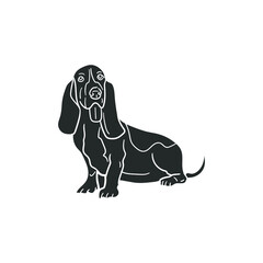 Basset Hound Dog Icon Silhouette Illustration. Canine Companion Vector Graphic Pictogram Symbol Clip Art. Doodle Sketch Black Sign.