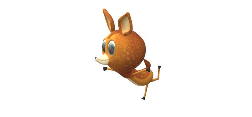 A small fawn dances with large ears