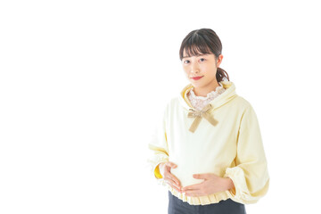 私服姿の若い妊婦の女性