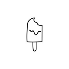 Ice cream icon in flat black line style, isolated on white background 