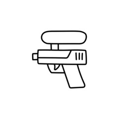 Water gun icon in flat black line style, isolated on white background 