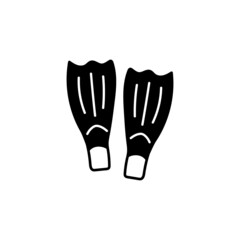 Flipper diving icon in solid black flat shape glyph icon, isolated on white background 