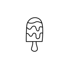 Ice cream icon in flat black line style, isolated on white background 